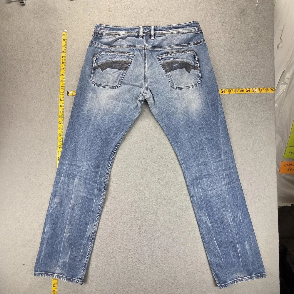 Diesel Jeans Mens 33x32 Blue Poiak Regular‎ Slim Tapered Made in Italy 008C3